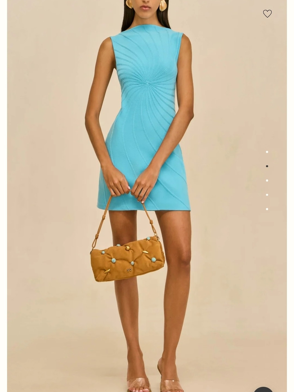 New Cult Gaia Sleeveless Aqua Blue Mini Dress with Sculpted Detail